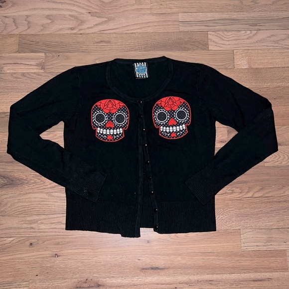 Too Fast Sugar Skull Cardigan Size L - Picture 1 of 7